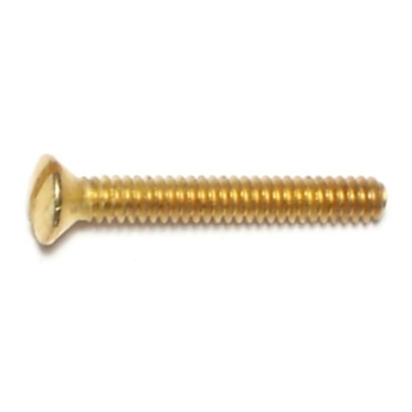 Midwest Fastener #6-32 x 1 in Slotted Oval Machine Screw, Plain Brass, 20 PK 68572